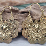 Brass mandala earrings / Flower jewellery/ Mandalas / Bohemian/ Gold earrings / Golden / Hippie