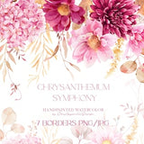Watercolor floral border, pink floral clipart, pink wedding clip art, watercolor flowers clipart, premade borders, watercolour flower