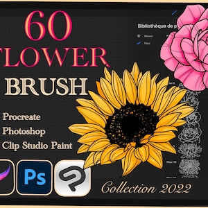 60 FLOWER BRUSH for Procreate / Photoshop / Clip Studio Paint (2022 collection)