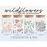 Wildflower glass can svg, glass can svg, wild flower svg, libbey can svg, glass can wrap svg, floral tumbler svg, flower svg, wildflower png