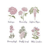 Pink Flower Botanicals Machine Embroidery Design, Floral Botanical Wildflower Pattern Instant Download Zip -5 sizes
