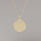 Solid 14k Yellow gold Flower of Life pendant, flower of life necklace, Sacred Geometry jewelry, Seed of Life pendant,gold spiritual jewelry