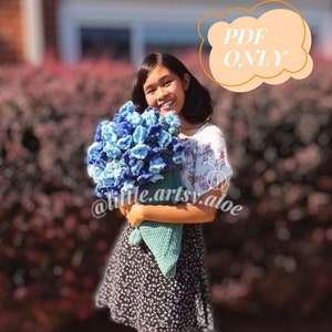 Surprise Bouquet Blanket crochet pattern PDF; blue ruffle crochet blanket shown