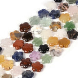 Mixed Gemstone Natural Gemstone Flower Shape Beads Strand 15mm Crystal Drilled Spacer Beads Flower Power Energy Stone Loose Beads 15.5"