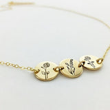 Family Birth Flower Necklace, 9mm Disk, Mother's Day, Birthday Gift, Custom Personalized Necklace, Family Necklace, Friendship Necklace
