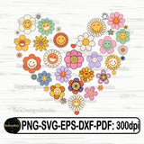 Groovy Flower Bundle svg png, Retro Daisy Flowers svg png, vintage Flowers doodle Eps, flower Power svg, Boho Flowers svg, Retro Daisy svg