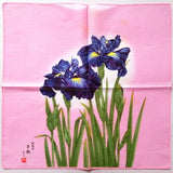 Japanese Vintage Handkerchief Floral Iris 18 x 18