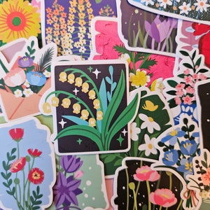 5 Flower Paintings Waterproof Matte Stickers for Water Bottles Laptops Notebooks FREE DELIVERY!
