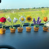 Crochet Potted Flower-Table/ Car Decoration- Rose, Lily, Daisy, Sunflower, Lavender, Lily of the valley, Tulip, Gift for any anniversary