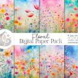 Wildflower Digital Paper | Watercolor Floral Digital Paper | Printable Digital Paper Pack | Commercial Use | Card Making | Crafting