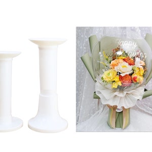 White balloon bouquet pedestal stand with smooth column and round base