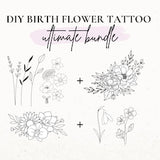 Custom Birth Flower Tattoo Design, DIY Birth Month Flower SVG, Wildflower Tattoo Design for Women, Build Your Own, Floral Tattoo Stencil