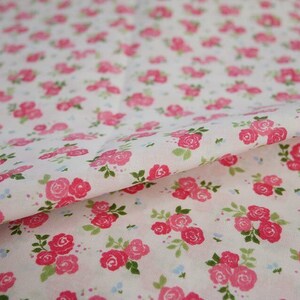 Pink rose print fabric with small floral pattern