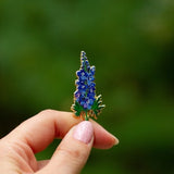 Larkspur Floral Enamel Pin, Delphinium Brooch, July Birth Month Flower, Floral Accessory, Botanical Illustration Art, Blue Flower Gift