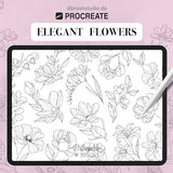 Procreate - Elegant Flowers, Filigree Flowers Tattoo Fineline Stamps -  Commercial Use, Procreate Brushes