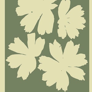 Art calendar cover with cream floral pattern on muted green background