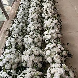 Artificial white rose flower ball centerpiece with clustered blooms