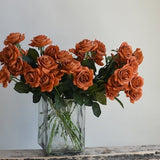 16" Burnt Orange Real Touch Faux Roses, Terracott Fake Flowers, DIY Florals/Bouquets/Centerpiece  | Wedding/Home/Kitchen Decoration | Gifts