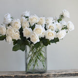16" Morandi White Real Touch Fake Roses, Aritificial White Flowers, DIY Florals | Wedding/Home Decoration | Gifts, DIY Bouquets/Centerpieces