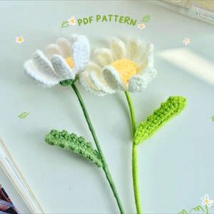 White Daisy Flower Crochet Pattern, Crochet Flower Bouquet Pattern, Crochet Flower Pattern, Wedding Flower