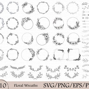 110 Wreath Svg Bundle | Floral Wreath Bundle | Laurel wreath svg | Flower svg | floral svg | Circle frame svg | Flower wreath svg | png