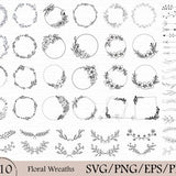 110 Wreath Svg Bundle | Floral Wreath Bundle | Laurel wreath svg | Flower svg | floral svg | Circle frame svg | Flower wreath svg | png