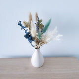 Mini Dried Floral bouquet, blue and white, mini dried flower vase, Holiday gift, vase arrangement, letterbox gift, small centrepieces