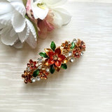 Multicolour Floral Rhinestone French Barrette | Colourful Clip | Decorative French Clip | Wedding Occasions Metal Hair Clip