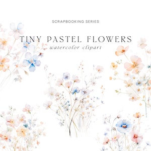 Tiny Pastel Floral Clipart - Watercolor Clipart - Watercolor Floral Clipart - Wedding Clipart - Scrapbooking Clipart - Premade Clipart