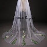 Unusual Boho Garden Wedding Cape - White Swiss Tulle with Hand Embroidered Spring Flowers