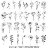 30 Flower svg, Wildflowers svg, Bouquet SVG, Floral svg, Minimalist Svg, nature svg, floral frame svg, Split monogram svg, flower sketch svg