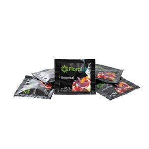 Floralife Universal cut flower sachets, foil packets with colorful floral label