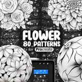 80 Procreate Flower Patterns | Rose Flowers Procreate Texture Seamless Brushes | Floral Patter Procreate Brush
