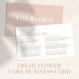 Luxe Fresh Flower Care Card Canva Template | Printable Floral Insert | Editable Instructions for Florists | Business Card Size | WF001