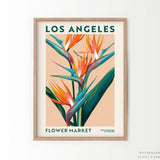 Flower Market Los Angeles, California Poster, Bird of Paradise, Modern Art Print, City Map, Travel Gift, Boho Floral Poster, Modern Print