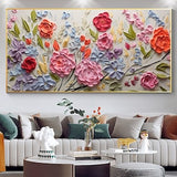 Original Flower Landscape Oil Painting On Canvas, Large Wall Art, Abstract Colorful Floral Painting,Custom Painting Modern Living Room Decor