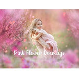 51 Pink flower overlays_photoshop summer overlays_digital backdrop, romantic bokeh frame, texture png file