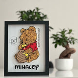 Baby Winnie the Pooh Paper Flower Shadow Box | Wall Decor | Flower Box | | Personalized Gift for Birthday | Anniversary | Nursery Room