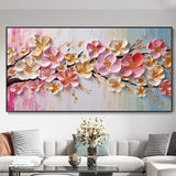 3D Flower Oil Painting Modern Wall Art Living Room Decor Mural Christmas Gift Pink Canvas Texture Female Gift Fashion Wall Decor Original