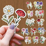 Birth Flower Waterproof Vinyl Glossy Sticker, Mom Sticker, Baby Shower Gift, Best Friend Gift, Anniversary Gift, Birthday Gift, Flower Decal