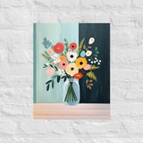 Stunning floral painting print - Beautiful flowers in a vase (Green tones)
