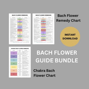 Bach flower guide bundle with remedy and chakra charts, instant download printable pages