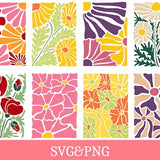 Abstract Flower Svg, Retro Flower Svg, Flower Clipart, Floral Svg, Boho Flower Svg, Flower Cut File,  Daisy Flower Svg, Wall Art, Cricut