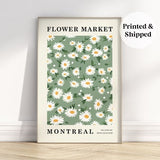 Flower Market Montreal Wall Art, Green Flower Print, Flower Market Print, Floral Wall Art Bedroom Dorm Apartment Decor - Printed & Shipped
