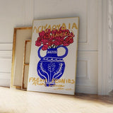 Greek Flowers Print - Flower Market Poster - Retro Floral Print - Abstract Botanical Flowers Print -  Boho Flower Poster  - Flower Art Print