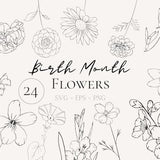 Birth Month Flower Svg Bundle Birth Month Svg Birthday Flower Svg Birth Flower Svg For Birthday Gift Svg Birth Month Floral Silhouette
