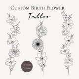 Birth Flower Spine Tattoo Design Custom Wrist Birth Flower Tattoo Vertical Spine Birth Month Tattoo Floral Wrist Tattoo Design For Birthday