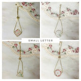 Customisable Adjustable Monogram Floral Bracelets Real Flowers Dried Flowers Dainty Bracelet Personalised Initial [small letter - gold] cute
