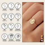 Dainty Birth Flower Ring,  Birth Flower Jewelry, Wild Flowers Memorial, Floral Ring, Sterling Silver Ring, Gift For Her, Girlfriend Gift