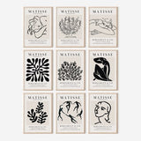 Black Henri Matisse Print Set of 9, Exhibition Poster, Famous Gallery Wall Art Print, Bedroom Living Room Art, Wall Decor, Digital Download